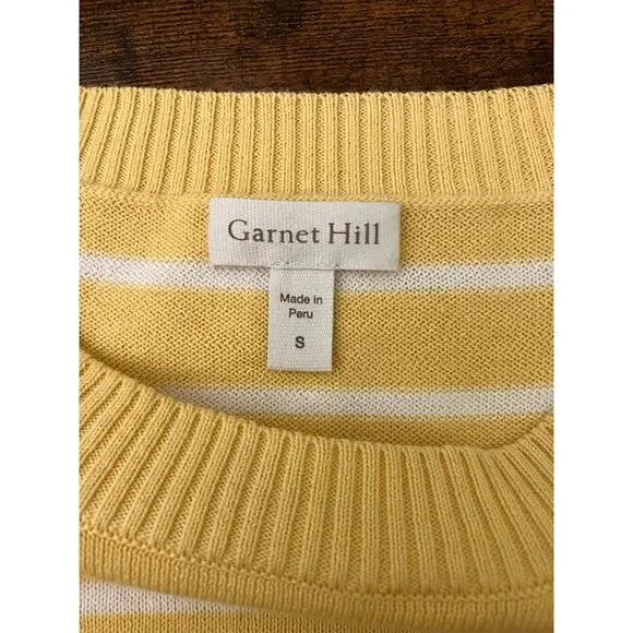 Garnet Hill easy cotton sweater tee striped crewneck sweater - Picture 3 of 8